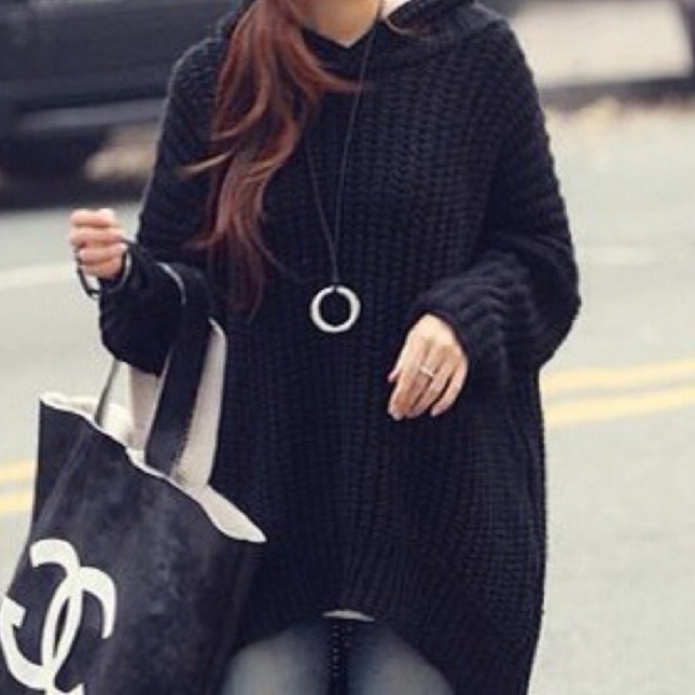 Black Knit chunky oversized sweater